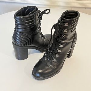 G by Guess Stacked Heel Moto Ankle Boots W9.5